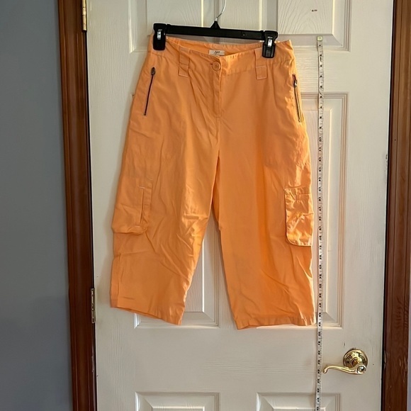 J.Jill-4P- orange lightweight cropped pants.2 large pockets in front with zipper - Picture 1 of 9